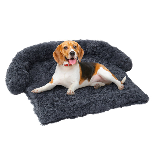 Dog Couch Bed Mat - Fluffy Plush Dog Sofa Bed with Blancket ,Pet Furniture Protector with Removable Washable Cover for Medium and Large Dogs, for Indoor, Outdoor, and Car Use