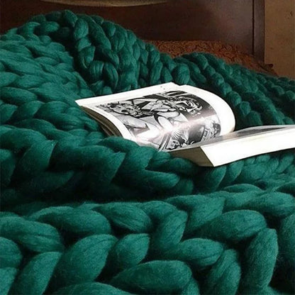 Hand Chunky Knitted Blanket Fashion Chunky Hand-Woven Coarse Carpet Blanket Home Textile Knitted Soft Blanket